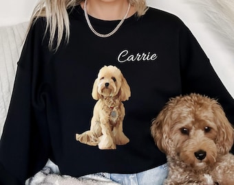 Custom Dog Photo Sweatshirt, Custom Pet Sweatshirt, Personalized Pet Photo and Pet name Sweatshirt, Custom gift, Dog Lover Sweatshirt, Gifts