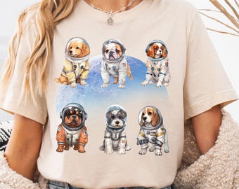 Hunde im Weltraum Shirt, lustiges Hund Tshirt, übergroßes Shirt, Ästhetisches Grafik Retro Vintage Shirt, Hunde Liebhaber Geschenk, neuer Hundebesitzer Geschenk, Hund Tee