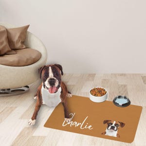 Personalized Dog Food Mat, Custom Pet Gift, Dog Food Mat, For Puppy Gift, Custom Dog Gift, Dog Bowl Mats Custom, Placemat With Name Rubber