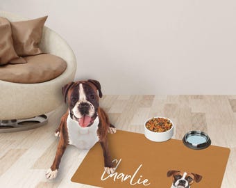 Gepersonaliseerde hondenvoermat, aangepast huisdiercadeau, hondenvoermat, voor puppycadeau, aangepast hondencadeau, voerbakmatten op maat, placemat met naamrubber