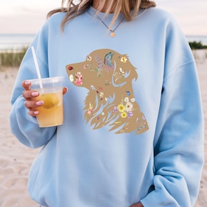Golden retriever Сottagecore-shirt, golden retriever-cadeaus, wilde bloemen Golden Mama-shirt, hondent-shirt, cadeau voor Golden Owner, voor Goldie Lover