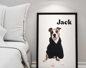 Custom Pet Portraits Using Pet Photo,Personalized Digital Dog Portraits,Cat Portraits,Custom Dog Portraits,Custom Pet Art,Pet Drawing Poster