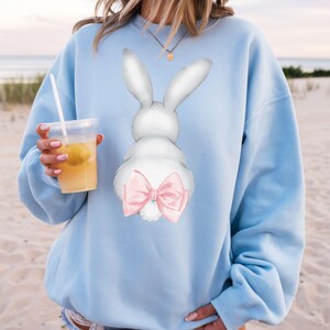 Coquette Bow Bunny Ears Shirt,Cute Bunny Sweatshirt,Rabbit Tee,Happy Easter DayGift, Easter Rabbit Shirt,Cute Easter Shirt,Easter Sweatshirt
