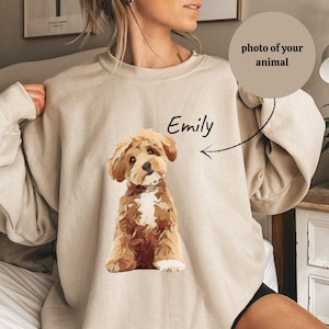 Custom Dog Photo Sweatshirt, Custom Pet Sweatshirt, Personalized Pet Photo and Pet name Sweatshirt, Custom gift, Dog Lover Sweatshirt, Gifts