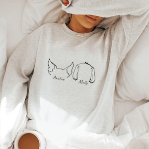 Aangepaste hondensweater, gepersonaliseerde hondenoren trui met naam, hond vader cadeau voor huisdier cadeau voor hem, dierenliefhebbers, aangepaste hond moeder trui