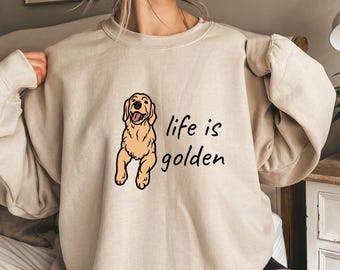 Linda camiseta de mamá de perro Golden Retriever, camiseta Life is Golden, regalo de English Retriever, regalo para amantes de los perros, regalo para nuevos dueños de perros, mamá Golden Retriever