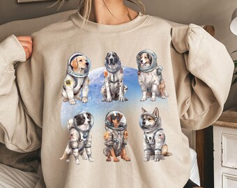 Hunde im Weltraum Shirt, lustiges Hund Tshirt, übergroßes Shirt, Ästhetisches Grafik Retro Vintage Shirt, Hunde Liebhaber Geschenk, neuer Hundebesitzer Geschenk, Hund Tee