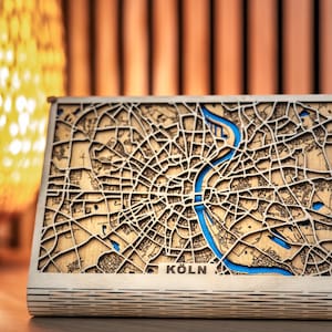 Freistehende Stadtkarte aus Holz | 3D Stadtplan | Minimalistische Deko | Geschenkidee | Nachhaltig | Handgemacht | Präzise Lasergravur