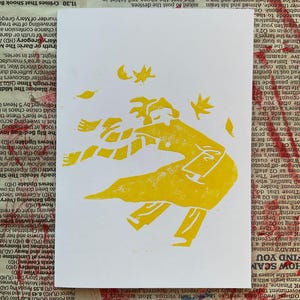jour de vent | impression lino | carte de voeux a6