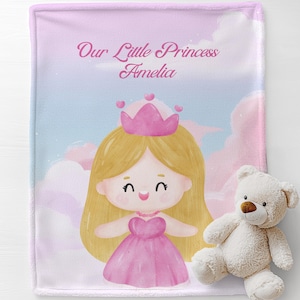 Custom Princess Baby Toddler and Kids Blanket, Personalized Soft Baby Girl Blanket, Baby Shower & Birthday Gift, Princess Theme Nursery