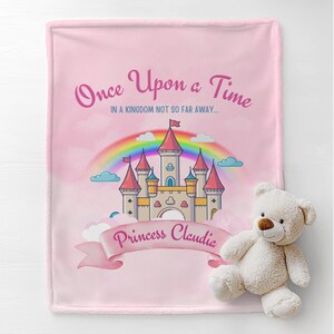 Custom Fairy Tale Baby Blanket, Personalized Name Princess Gift, Baby Shower Birthday New Mom Keepsake, Baby Girl Nursery,