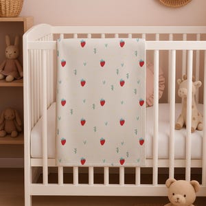 Soft Strawberry Baby Blanket, Newborn Essentials, Cute Nursery Decor, Baby Shower Present, New Mom Gift, Baby Girl Nursery Decor