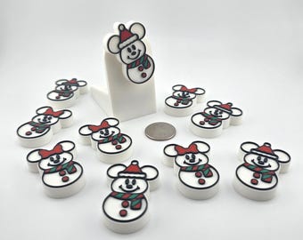 Snowman Mickey and Minnie - Disney Christmas Cruise Magnet - Stateroom Door Decoration, Fish Extender Gift, or Keepsake - 3D Printed