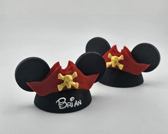 Pirate Mickey Hat Magnet - Disney Cruise Magnet - Personalized Stateroom Door Decoration, Fish Extender Gift, or Fridge Keepsake -3D Printed