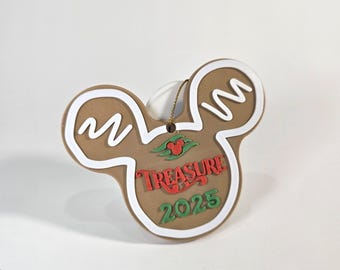 Gingerbread Mickey Ornament - Disney Cruise Gift - Personalized Christmas Tree Decoration, Fish Extender Gift, or Keepsake - 3D Printed