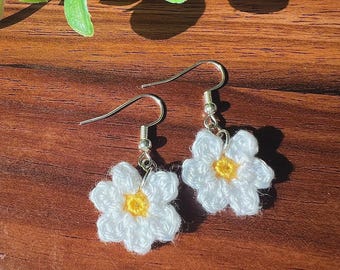 Crochet Daisy Earrings | Handmade Flower Earrings