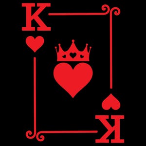 King of Hearts T-Shirt Design PNG | Minimalist Playing Card Graphic | Poker Casino Sublimation Digital Download