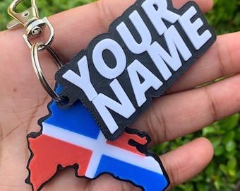 Custom Dominican Republic Keychain with Name, 3D Printed RD Map, Personalized Gift from the DR, Llavero Dominican, Republica Dominicana