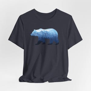 Mountain Bear Graphic Tee, Nature Lover Apparel, Adventure T-Shirt, Gifts for Outdoor Enthusiasts, Unisex Casual Wear, Gifts for Him/Her Heather Midnight Navy