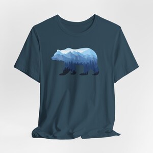 Mountain Bear Graphic Tee, Nature Lover Apparel, Adventure T-Shirt, Gifts for Outdoor Enthusiasts, Unisex Casual Wear, Gifts for Him/Her Deep Teal