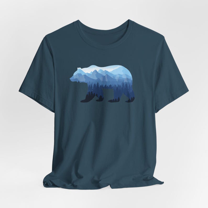 Mountain Bear Graphic Tee, Nature Lover Apparel, Adventure T-Shirt, Gifts for Outdoor Enthusiasts, Unisex Casual Wear, Gifts for Him/Her Deep Teal