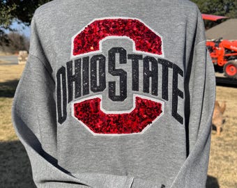 Ohio State - OSU - Glitter/Sequin Embroidered Sweatshirt