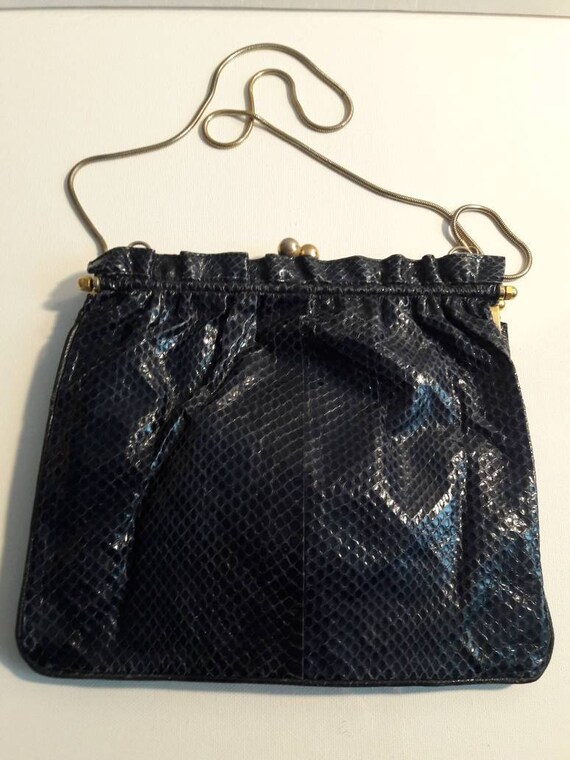 blue snakeskin purse