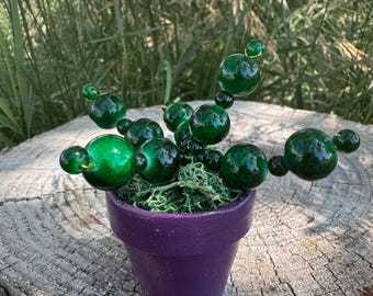 Potplant met kralen (op mini-cholla geïnspireerde cactus)