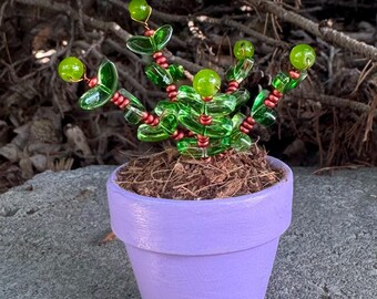 Potplant met kralen (op mini Eve's naald geïnspireerde potcactus)