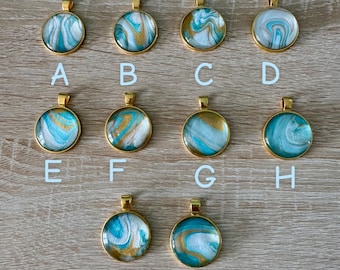 Hangers van acrylgegoten ronde legering (Ocean Vibes-collectie)