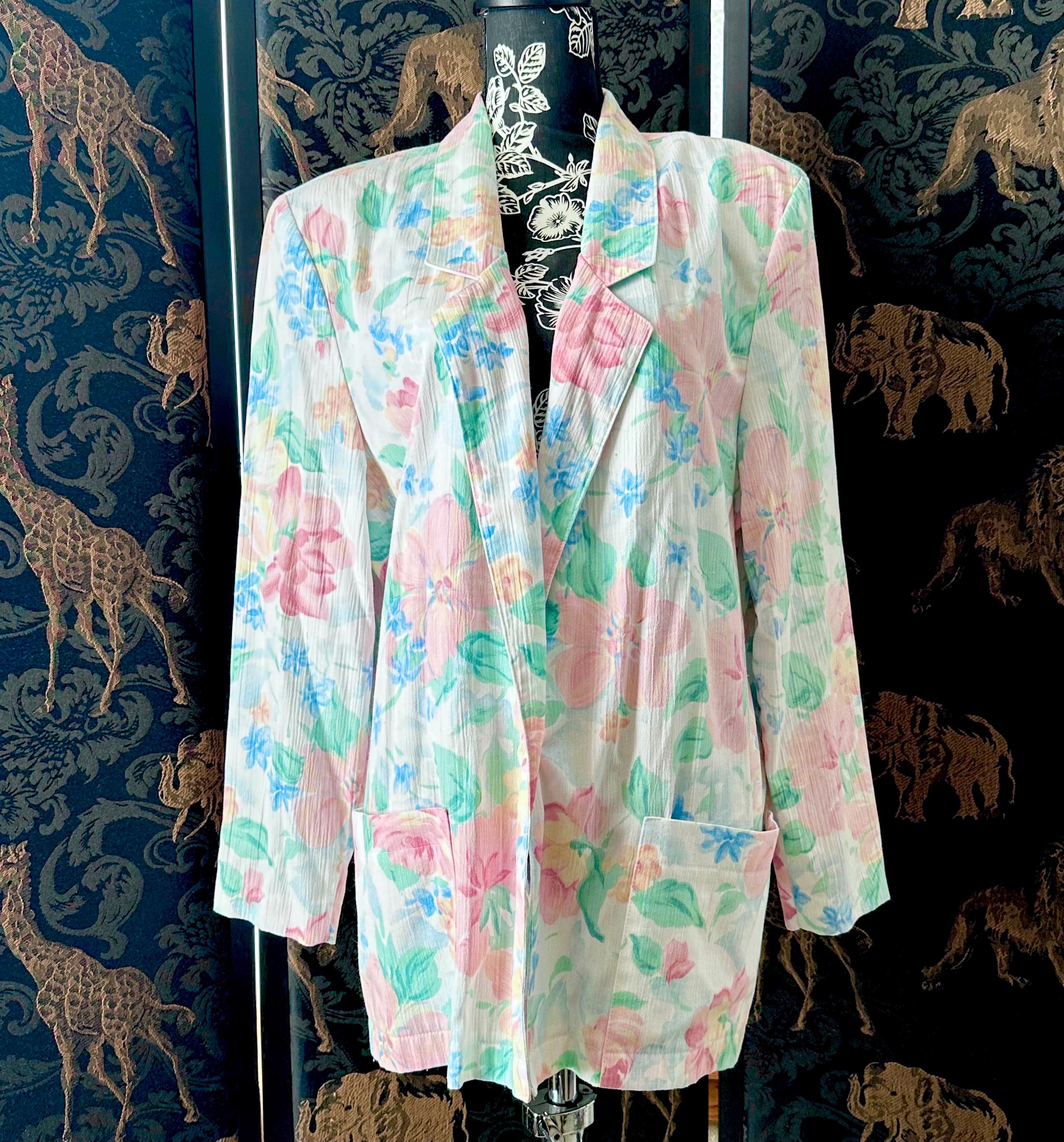 ジャケット・アウター 80s VINTAGE \"S/S Floral Jacket\" Vintage 80s90s Green Purple Lavon Baroque Floral Print Shell