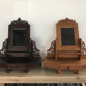 Teak Wood Tabletop Mirror – Handmade Rustic Vanity Mirror, Natural Wood Frame, Elegant Desk Decor, Sustainable Home Accessory