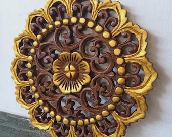 Floral Wooden Fretwork Panel Hand Carved Wood Wall Decor Decorative Wood Panel Vintage Style Home Decor