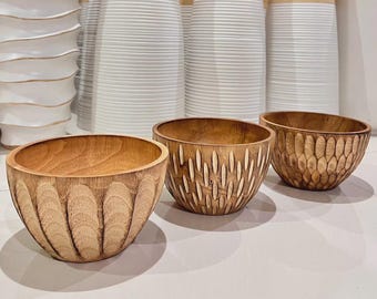 Mangoholz Schalen | Handgeschnitzte und glatte Oberflächenoptionen | Natürliche hölzerne Servierschüssel | Umweltfreundliche Küche, Wohnkultur Geschenk