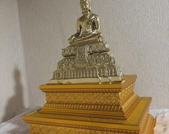 Goldene Glitzer Buddha Basis | Spiritueller Deko Ständer für Buddha Statue, Meditation Altar & Zen Home Dekoration