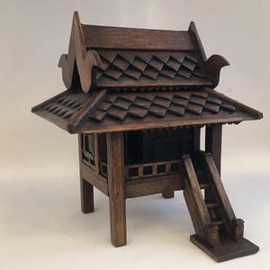 Traditional Thai-style Wooden Pavilion – Handmade Thai Architecture Model, Authentic Thai Decor, Garden Ornament, Cultural Gift