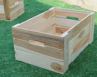Wooden Crate for Storage and Display | Rustic Farmhouse Wood Box Organizer | Vintage Wooden Crate for Home Decor, Shelving, Gift Basket