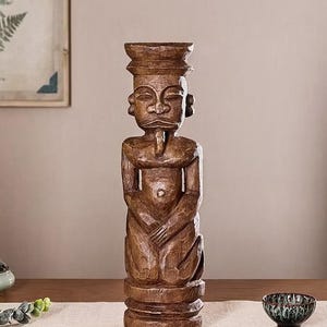 Handmade Wood Sculpture, Carved Wooden Art for Home Decor, Rustic Abstract Figurines, Hand-Carved Wooden Statue Natural, Wooden Carving Gift