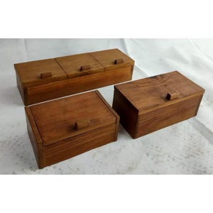 Wooden Box, Natural Wood Box, Teak Box, Wooden Storage Box, Jewelry Box, Tray with Lined Compartments, Recipe Box, Rustic Box