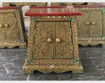 Wooden Pedestal for Buddha Statue | Handmade Altar Stand for Meditation or Shrine | Rustic Thai Style Wood Base for Spiritual Home Decor