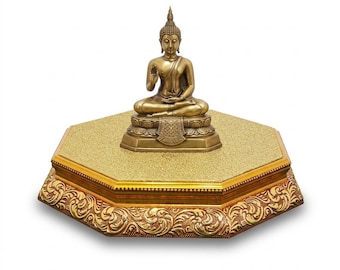 Octagonal Buddha Display Base, Wooden Buddha Statue Stand, Buddhist Altar Decor, Meditation Display Stand, Natural Wood Home Decor