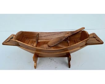 Barco de madera hecho a mano, figura rústica de barco, regalo de Navidad, regalo del Día del Padre, regalo para una casa antigua, regalo para una casa nueva, regalo para la oficina.