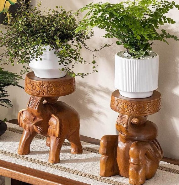 Carved Elephant Plant Stand, Wooden Plant Stand, Wood Plant Holder, Indoor  Plant, Plant Riser, House Plant Stand, Plant Pot Table, Pot Stand - Etsy