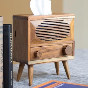 Caja de pañuelos de madera, cubierta para cajas de pañuelos, soporte para pañuelos, altavoz para caja de pañuelos con cajón, caja multifuncional, caja de pañuelos creativa, decoración del hogar
