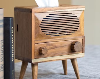 Scatola per fazzoletti in legno, coperchio per scatole per fazzoletti, porta fazzoletti, altoparlante per scatola per fazzoletti con cassetto, scatola multifunzionale, scatola per fazzoletti creativa, arredamento per la casa