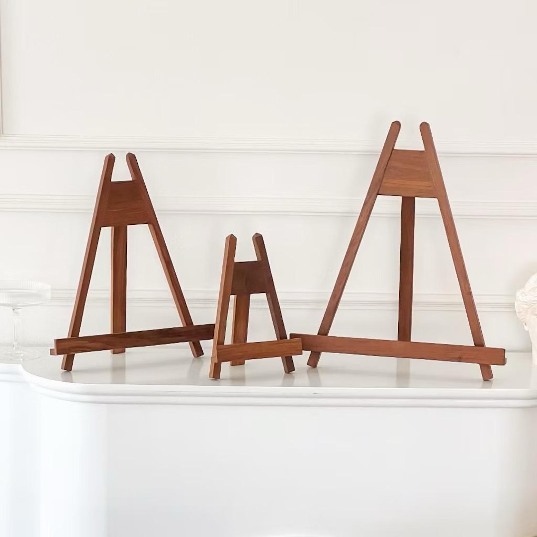 Teak Easel Picture Stand – Solid Wood Display Stand for Art, Wedding ...