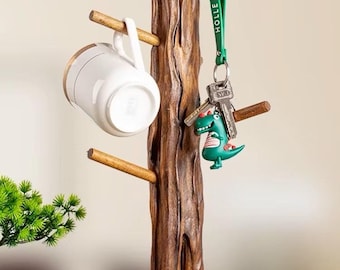Handmade wooden cup holder, coffee mug hanger, Rustic coffee cup tree rack, Rustic Mug Tree, Hanging Stick for Small Accessories and Cups