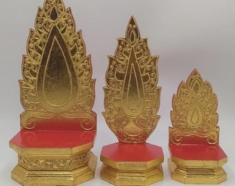 Wooden Buddha Pedestal Stand | Handmade Wood Base for Buddha Statue or Altar | Thai Style Shrine Platform for Meditation Decor Display