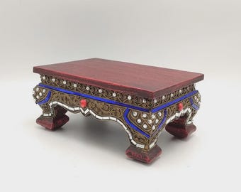 Handcrafted Wooden Pedestal for Buddha or Deity Statue | Solid Wood Stand for Altar Decor, Meditation Room, Zen Shrine Base