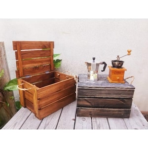 Wooden Crate with Lid - For Storage Made From Vintage Teak Wood, Decorative Wood Crates, Wooden Storage Basket, Wood Box With Lid